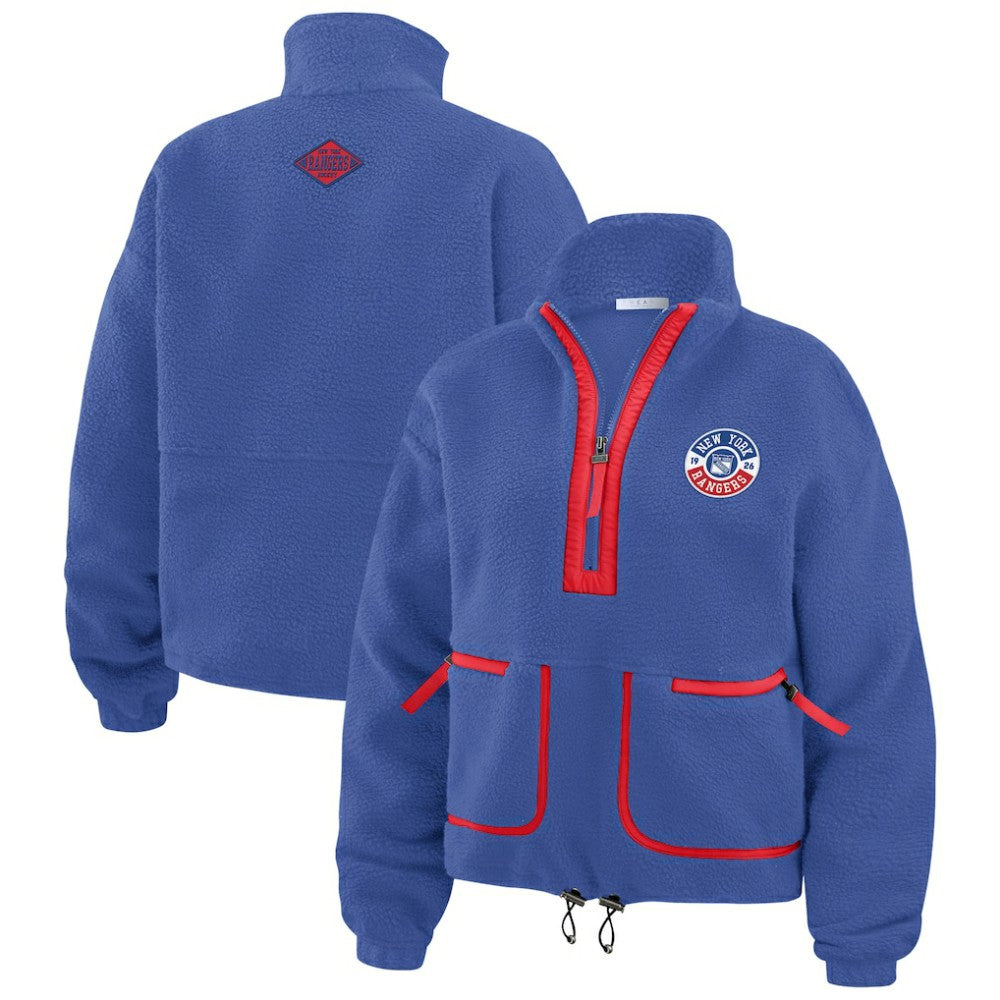 New York Rangers WEAR by Erin Andrews Women's Polar Fleece Half-Zip Jacket - Blue | US 201429687