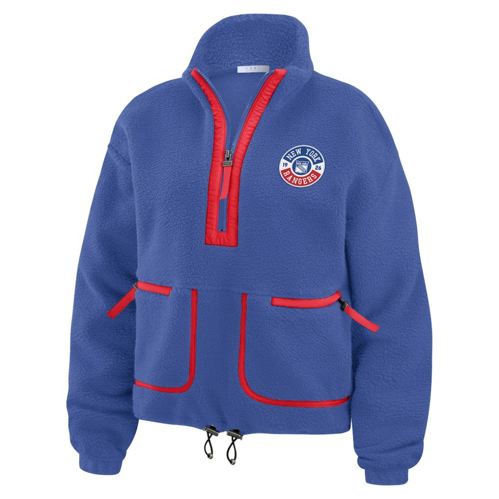 New York Rangers WEAR by Erin Andrews Women's Polar Fleece Half-Zip Jacket - Blue | US 201429687