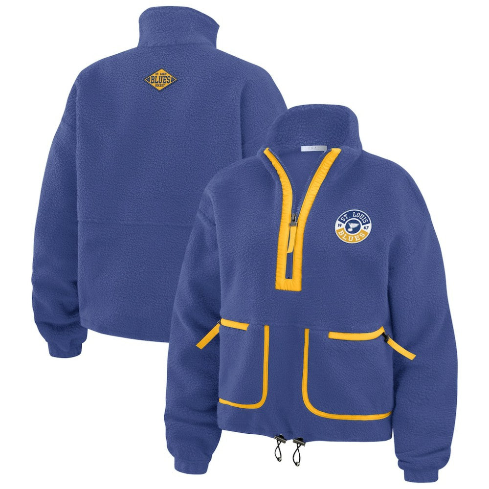 St. Louis Blues WEAR by Erin Andrews Women's Polar Fleece Half-Zip Jacket - Blue | US 201429689