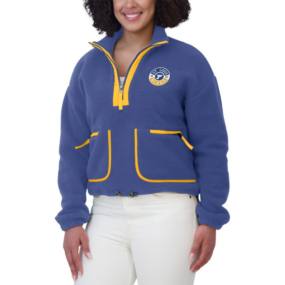 St. Louis Blues WEAR by Erin Andrews Women's Polar Fleece Half-Zip Jacket - Blue | US 201429689