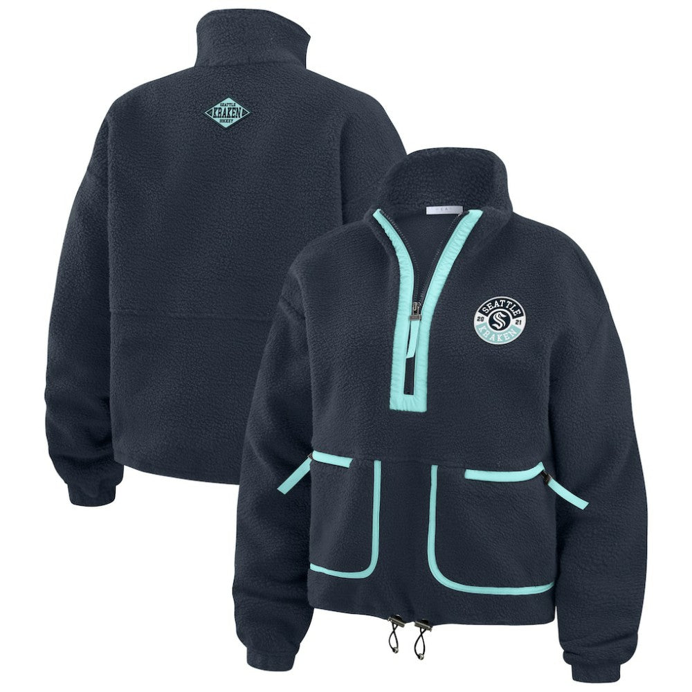 Seattle Kraken WEAR by Erin Andrews Women's Polar Fleece Half-Zip Jacket - Deep Sea Blue | US 201429691