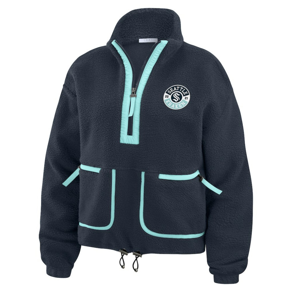 Seattle Kraken WEAR by Erin Andrews Women's Polar Fleece Half-Zip Jacket - Deep Sea Blue | US 201429691