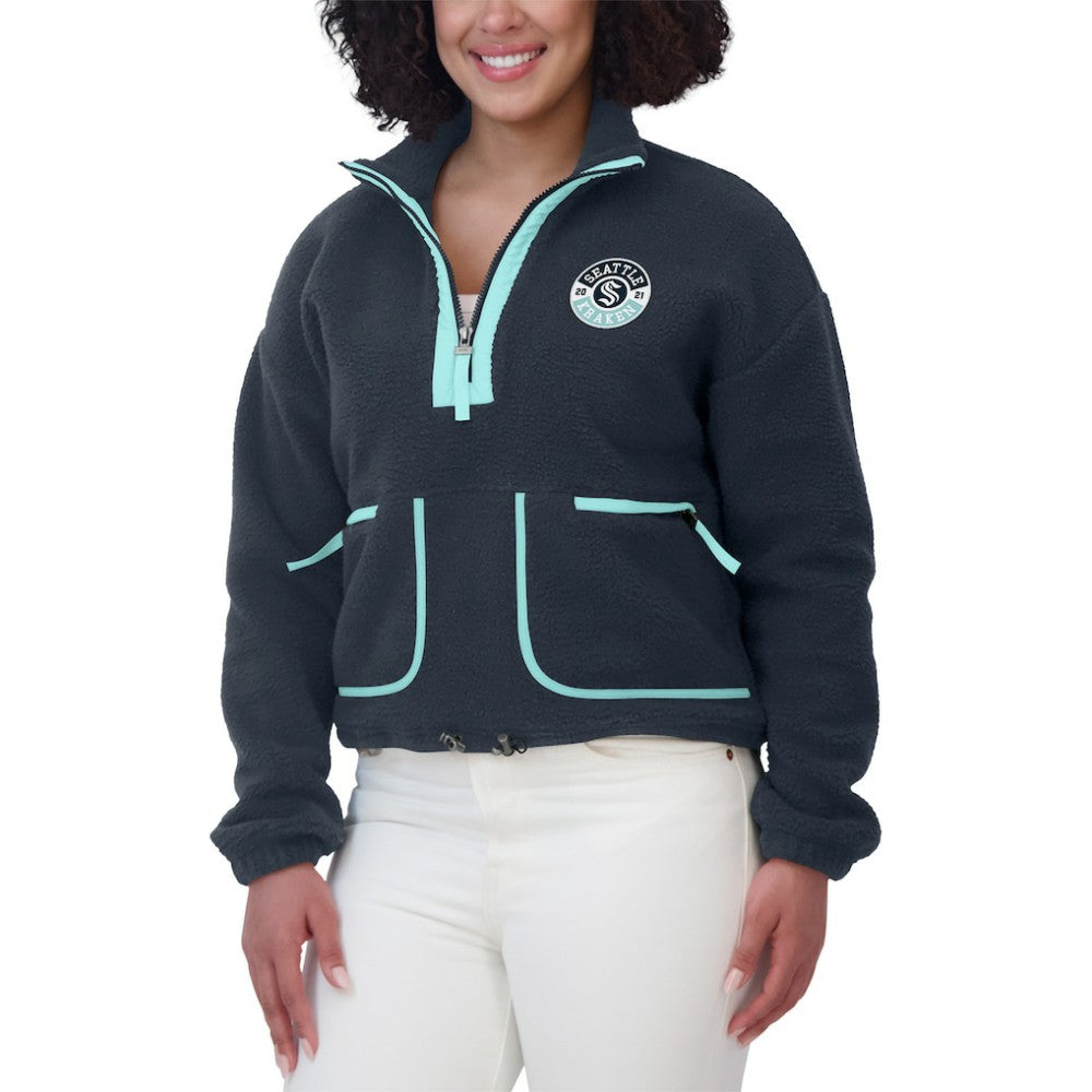 Seattle Kraken WEAR by Erin Andrews Women's Polar Fleece Half-Zip Jacket - Deep Sea Blue | US 201429691