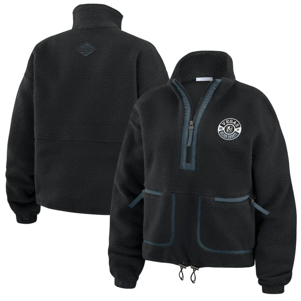 Vegas Golden Knights WEAR by Erin Andrews Women's Polar Fleece Half-Zip Jacket - Black | US 201429694