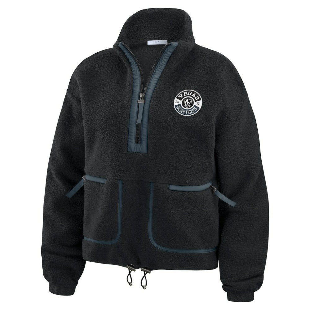 Vegas Golden Knights WEAR by Erin Andrews Women's Polar Fleece Half-Zip Jacket - Black | US 201429694