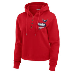 Washington Capitals WEAR by Erin Andrews Women's Waffle-Knit Pullover Hoodie - Red | US 201429695