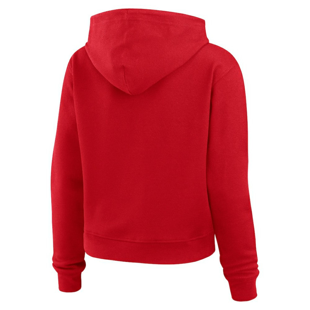Washington Capitals WEAR by Erin Andrews Women's Waffle-Knit Pullover Hoodie - Red | US 201429695