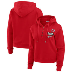 New Jersey Devils WEAR by Erin Andrews Women's Waffle-Knit Pullover Hoodie - Red | US 201429696