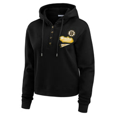 Boston Bruins WEAR by Erin Andrews Women's Waffle-Knit Pullover Hoodie - Black | US 201429698