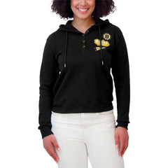 Boston Bruins WEAR by Erin Andrews Women's Waffle-Knit Pullover Hoodie - Black | US 201429698