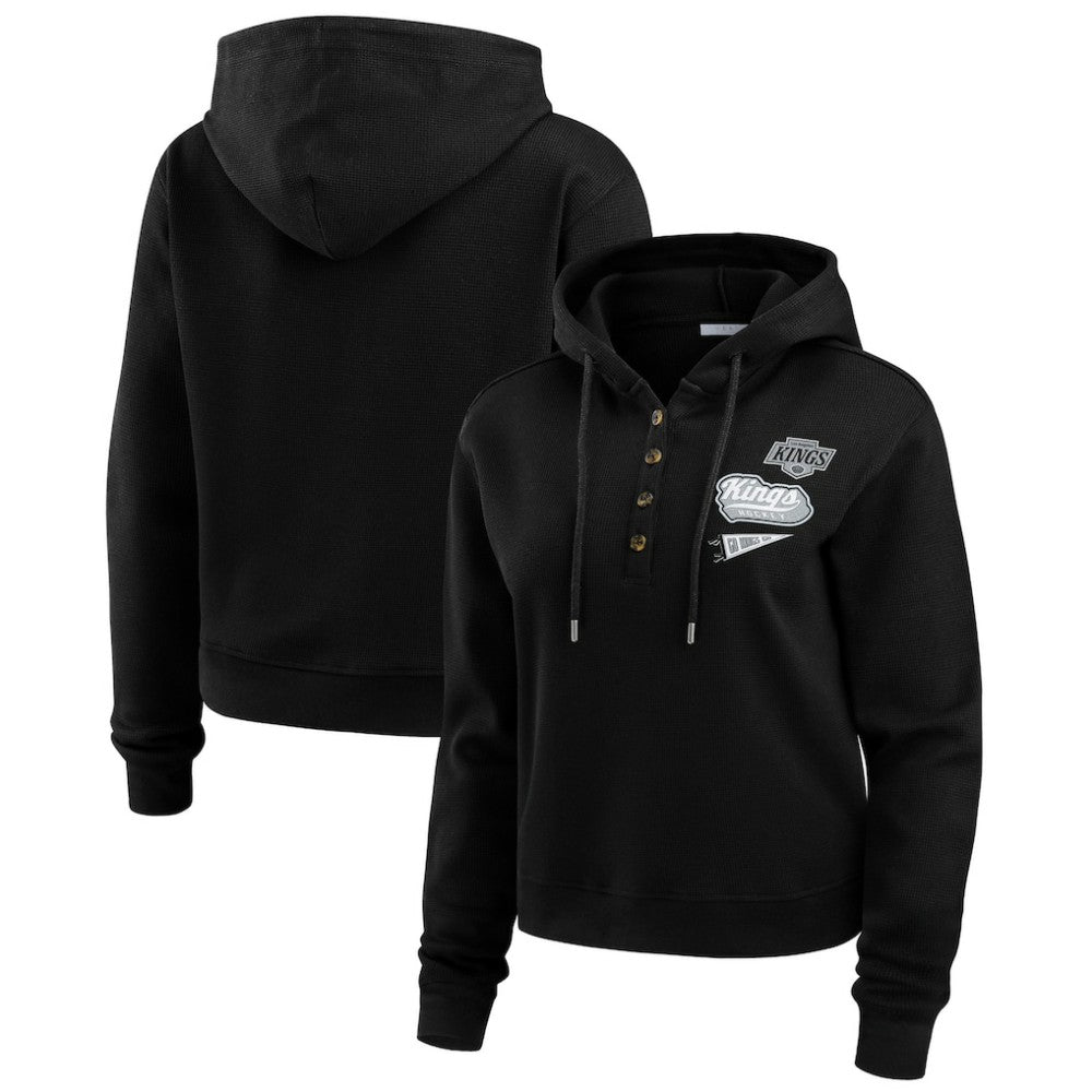 Los Angeles Kings WEAR by Erin Andrews Women's Waffle-Knit Pullover Hoodie - Black | US 201429703