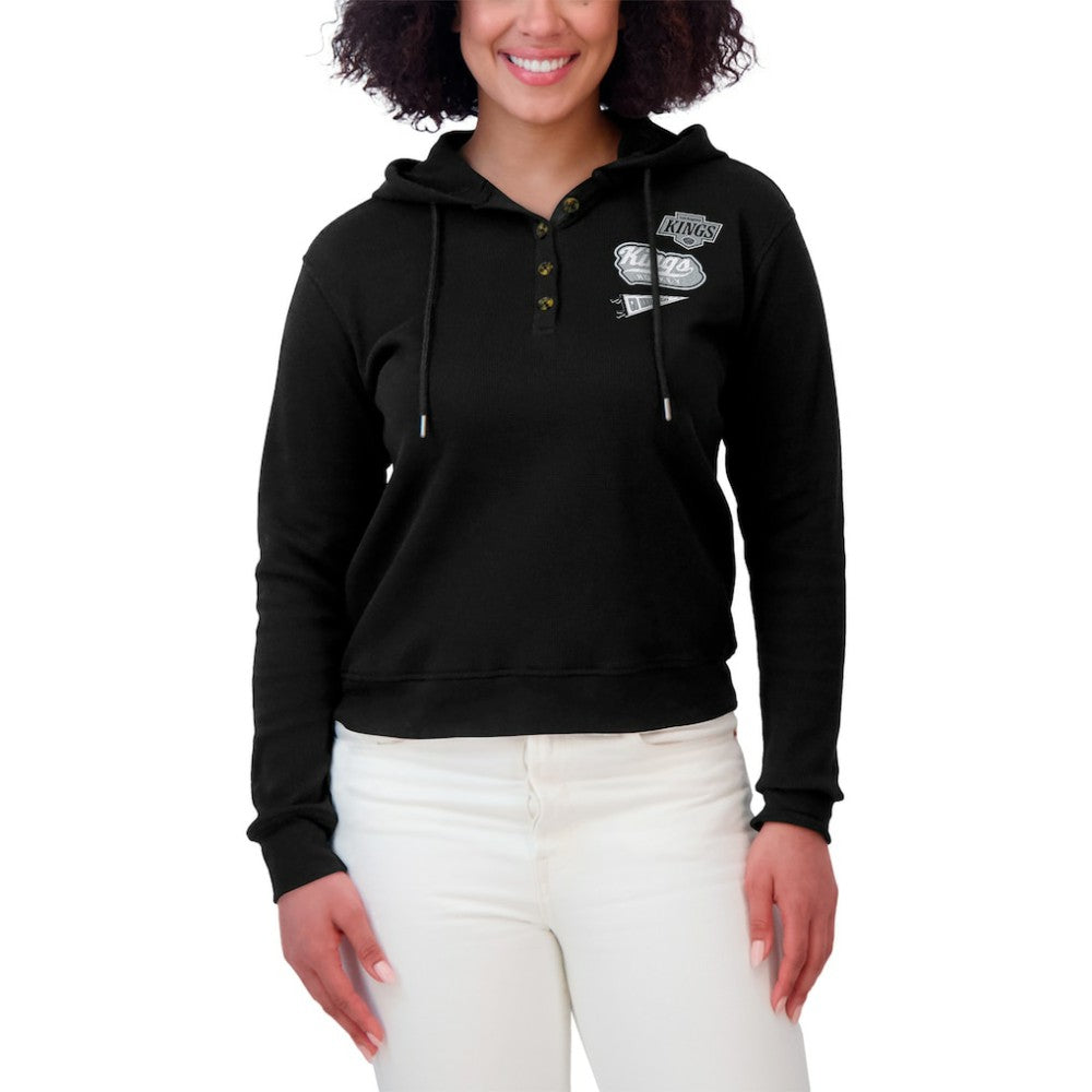 Los Angeles Kings WEAR by Erin Andrews Women's Waffle-Knit Pullover Hoodie - Black | US 201429703