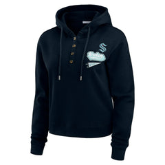Seattle Kraken WEAR by Erin Andrews Women's Waffle-Knit Pullover Hoodie - Deep Sea Blue | US 201429709