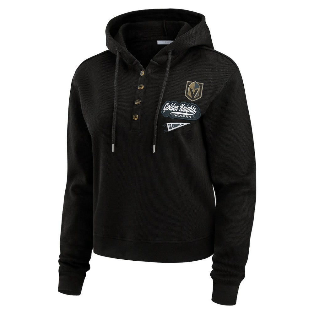 Vegas Golden Knights WEAR by Erin Andrews Women's Waffle-Knit Pullover Hoodie - Black | US 201429714