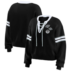 Los Angeles Kings WEAR by Erin Andrews Women's Cropped Lace-Up Sweater - Black | US 201429724
