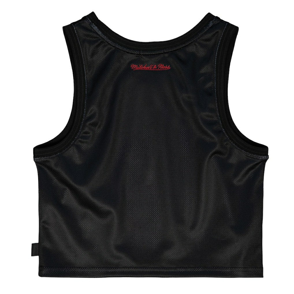 Chicago Bulls Women's Hardwood Classics Big Face 4.0 Cropped Tank Top Black - Mitchell & Ness