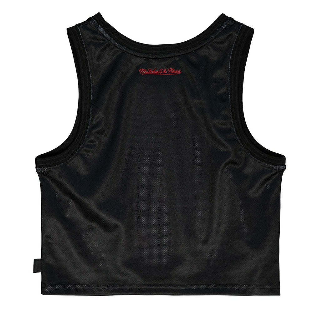 Chicago Bulls Women's Hardwood Classics Big Face 4.0 Cropped Tank Top Black - Mitchell & Ness