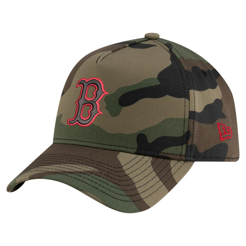 Boston Red Sox New Era Woodland Team Pop 9FORTY A-Frame Adjustable Hat - Camo Hats