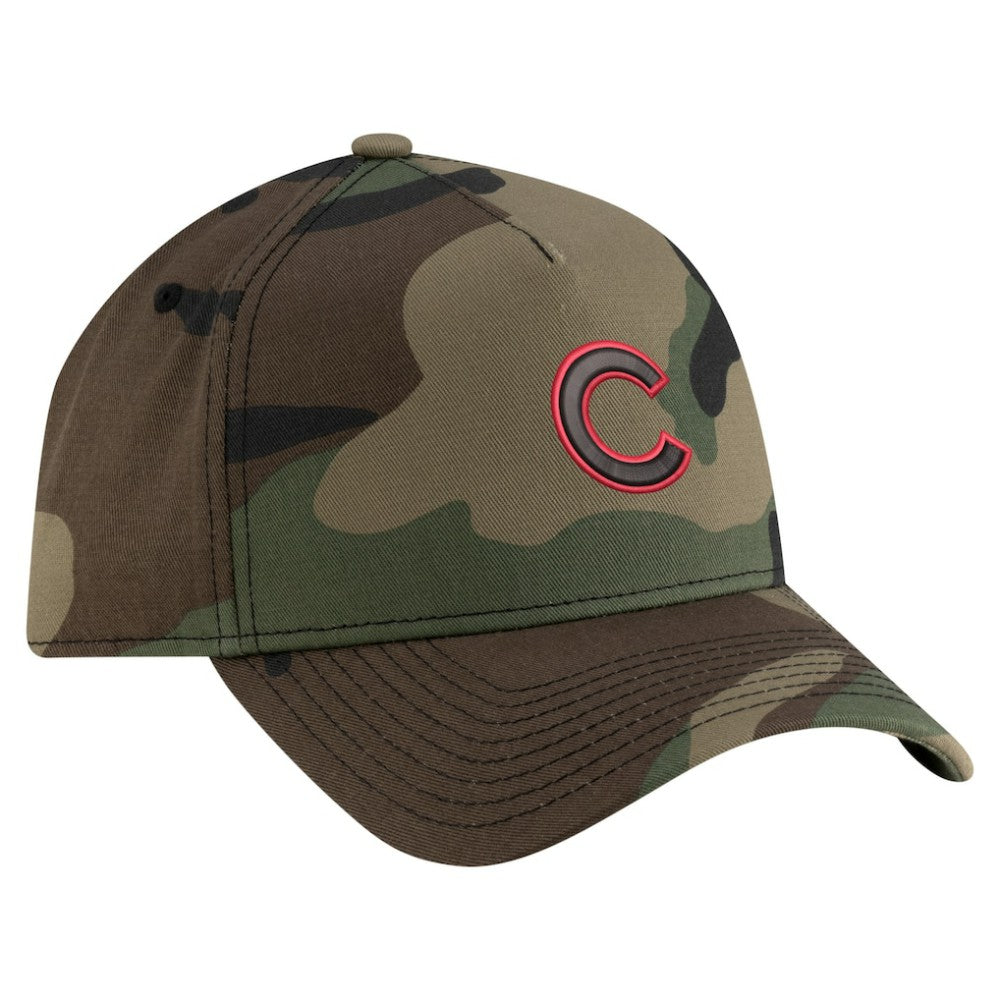 Chicago Cubs New Era Woodland Team Pop 9FORTY A-Frame Adjustable Hat - Camo Hats