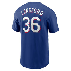Wyatt Langford Texas Rangers Nike Fuse Name & Number T-Shirt - Royal T-shirts
