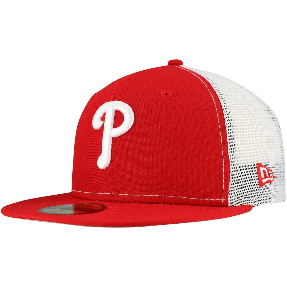 Philadelphia Phillies New Era Team Color 59FIFTY Trucker Fitted Hat - Red Hats