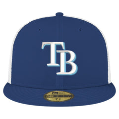 Tampa Bay Rays New Era Team Color 59FIFTY Trucker Fitted Hat - Navy Hats