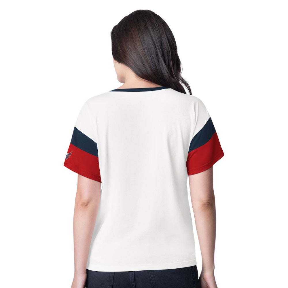 Washington Capitals G-III 4Her by Carl Banks Women's Rink Oversized Rhinestone V-Neck T-Shirt - White | US 201432651