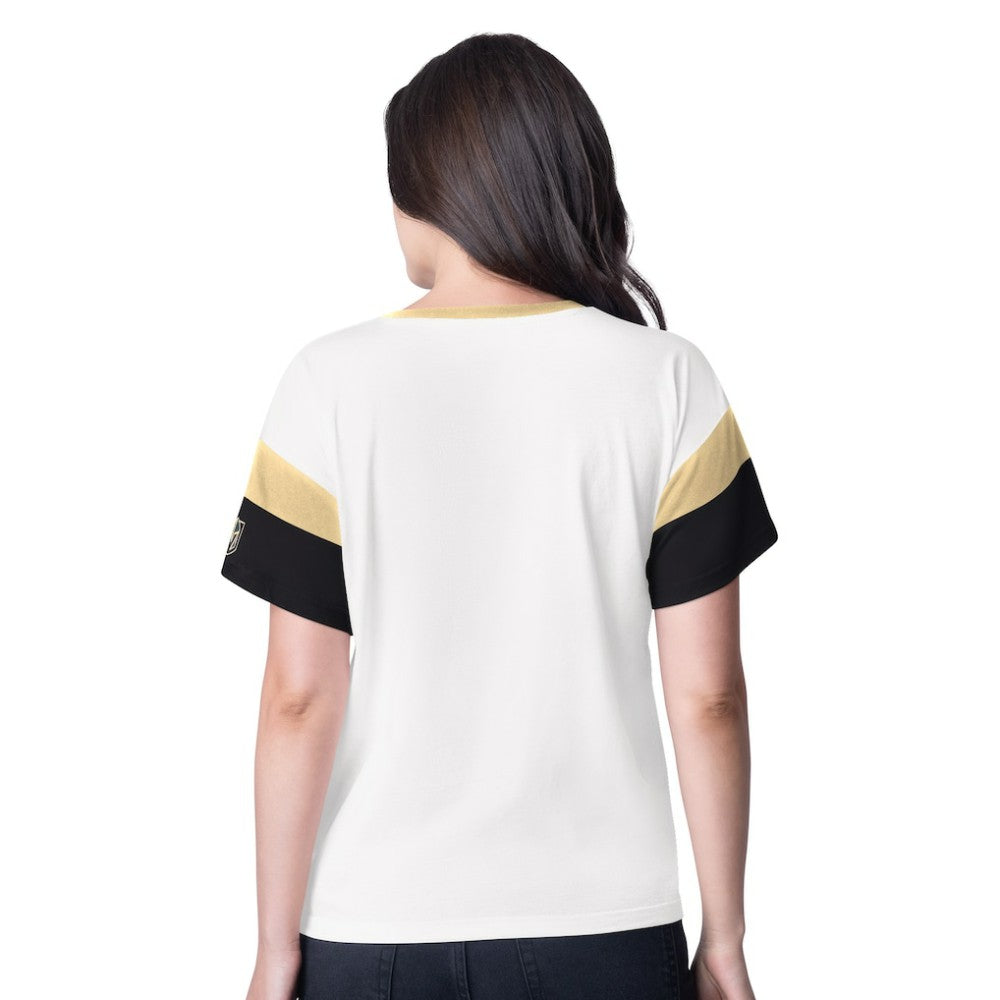 Vegas Golden Knights G-III 4Her by Carl Banks Women's Rink Oversized Rhinestone V-Neck T-Shirt - White | US 201432653