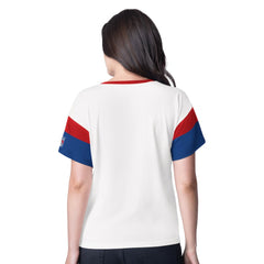 New York Rangers G-III 4Her by Carl Banks Women's Rink Oversized Rhinestone V-Neck T-Shirt - White | US 201432660