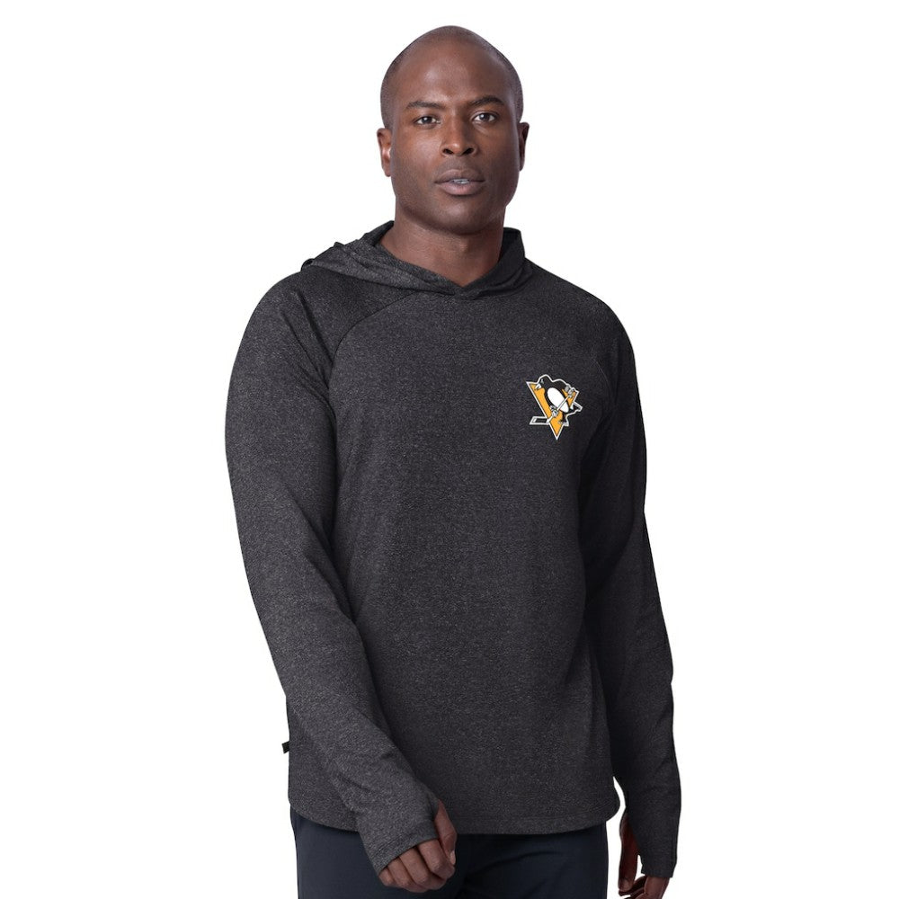 Pittsburgh Penguins MSX by Michael Strahan Fast Track Raglan Long Sleeve Hoodie T-Shirt - Black | US 201432766