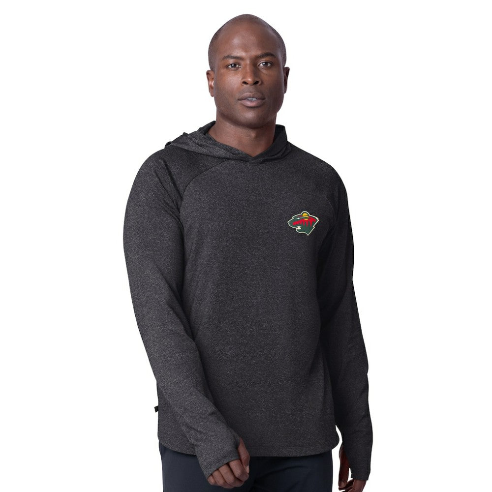 Minnesota Wild MSX by Michael Strahan Fast Track Raglan Long Sleeve Hoodie T-Shirt - Black | US 201432767