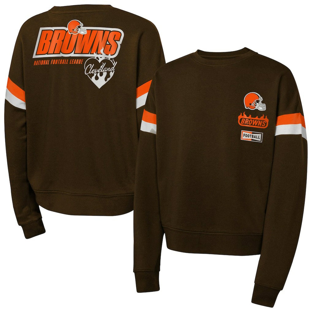 Cleveland Browns Girls Eternal Love Pullover Sweatshirt - Brown Pullover