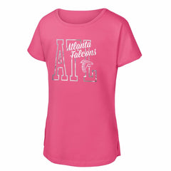Atlanta Falcons Girls Youth Signal Caller Dolman T-Shirt - Pink T-shirts