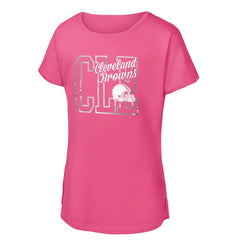 Cleveland Browns Girls Youth Signal Caller Dolman T-Shirt - Pink T-shirts