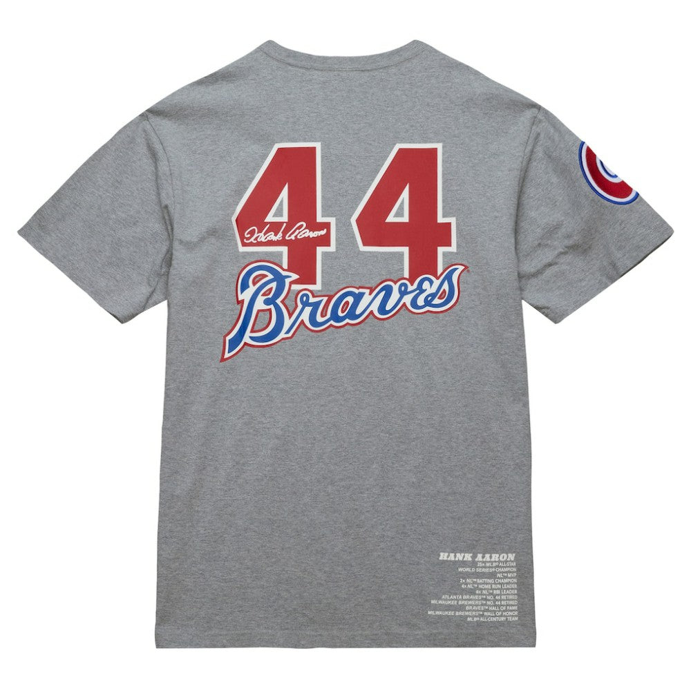 Hank Aaron Atlanta Braves Mitchell & Ness Cooperstown Collection Legends T-Shirt - Heather Gray T-shirts