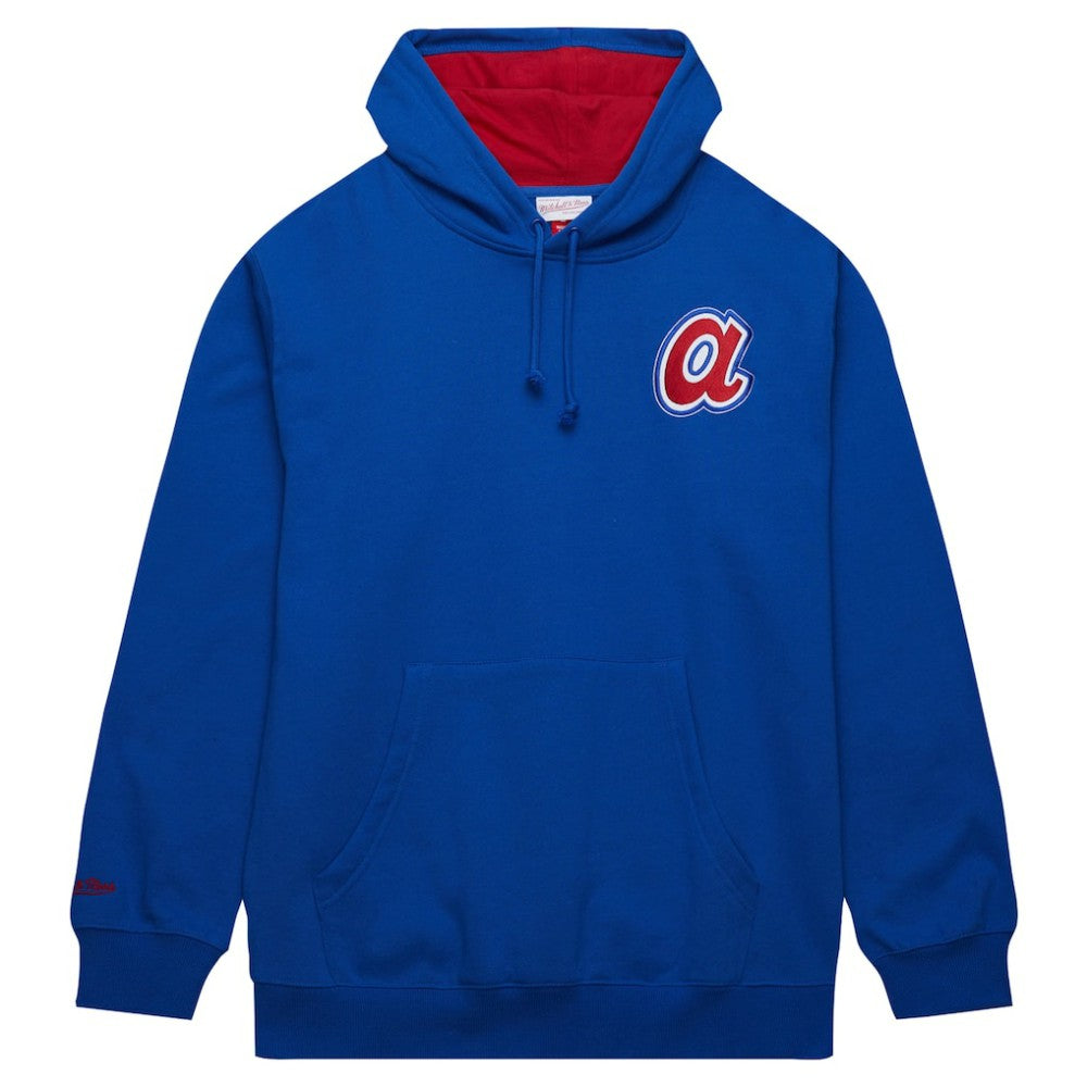 Hank Aaron Atlanta Braves Mitchell & Ness Vintage Logo Name & Number Pullover Hoodie - Royal Hoodies