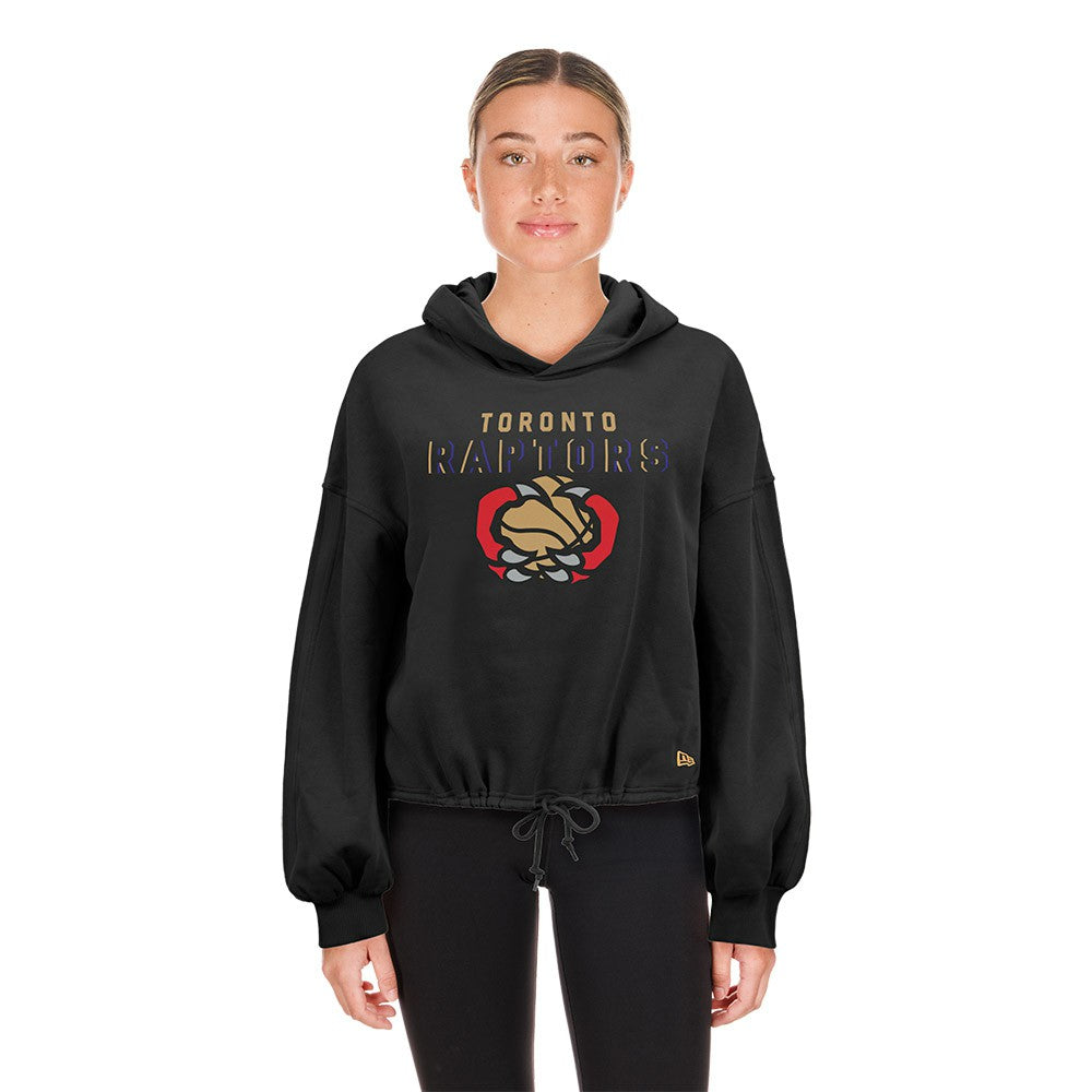 Toronto Raptors Women's 2024/25 City Edition Cropped Pullover Hoodie Black - New Era