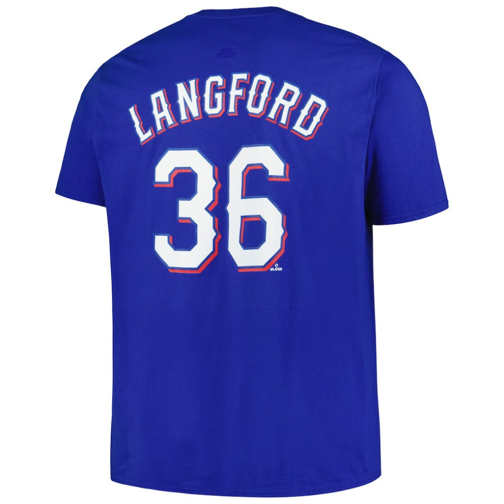 Wyatt Langford Texas Rangers Fanatics Big & Tall Name & Number T-Shirt - Royal T-shirts