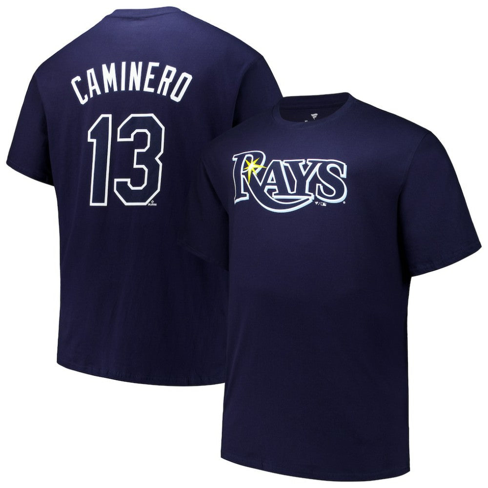 Junior Caminero Tampa Bay Rays Fanatics Big & Tall Name & Number T-Shirt - Navy T-shirts