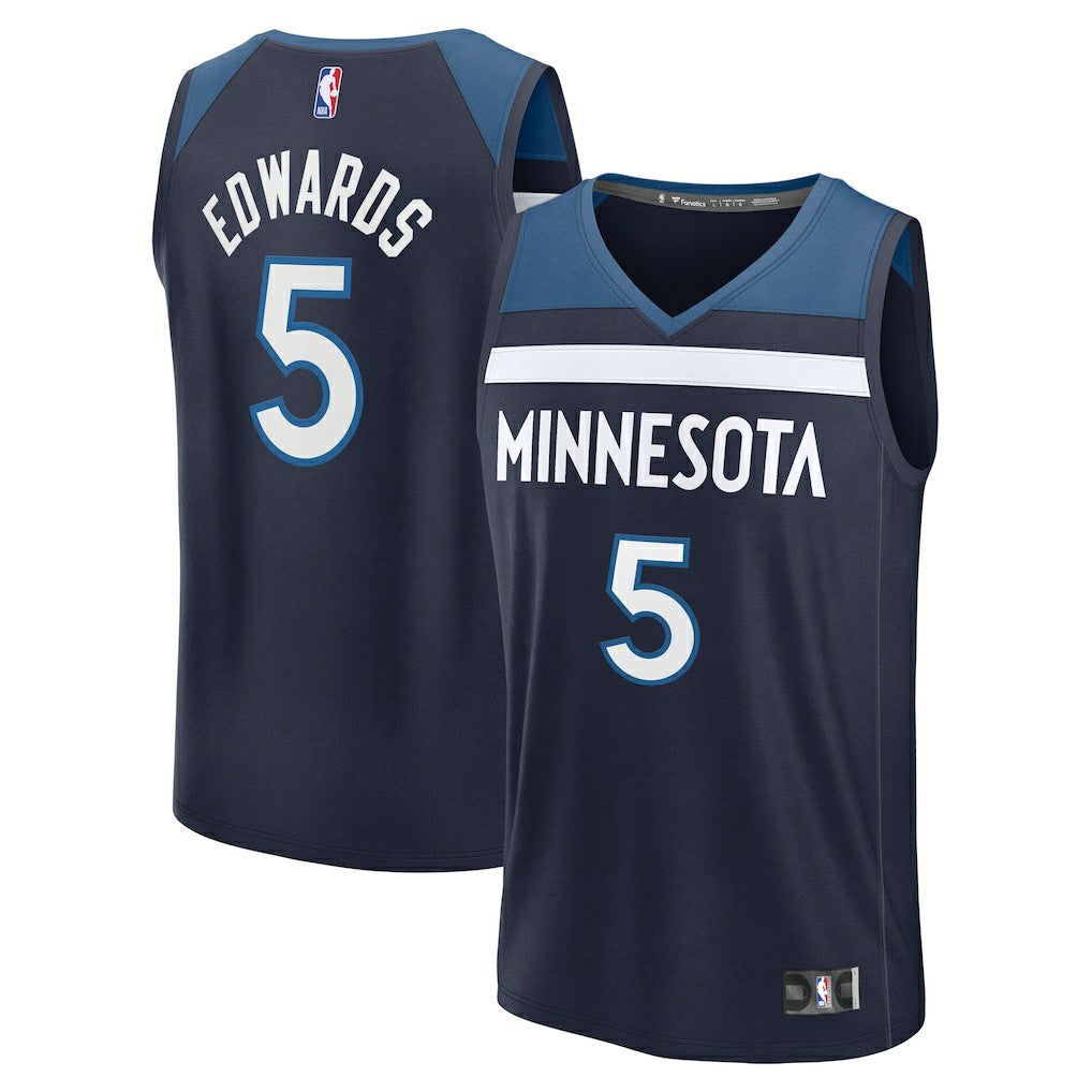 Anthony Edwards Minnesota Timberwolves Fast Break Replica Player Jersey Icon Edition Navy - Fanatics