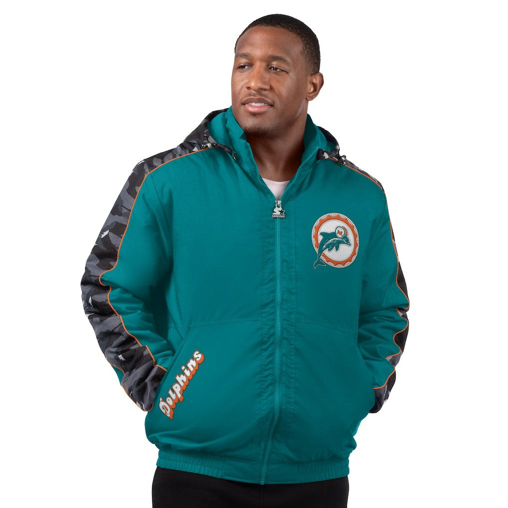 Miami Dolphins Starter Thursday Night Gridiron Full-Zip Hoodie Jacket - Aqua Hoodies