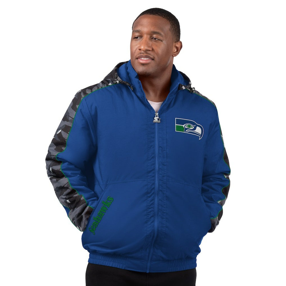Seattle Seahawks Starter Thursday Night Gridiron Full-Zip Hoodie Jacket - Royal Hoodies