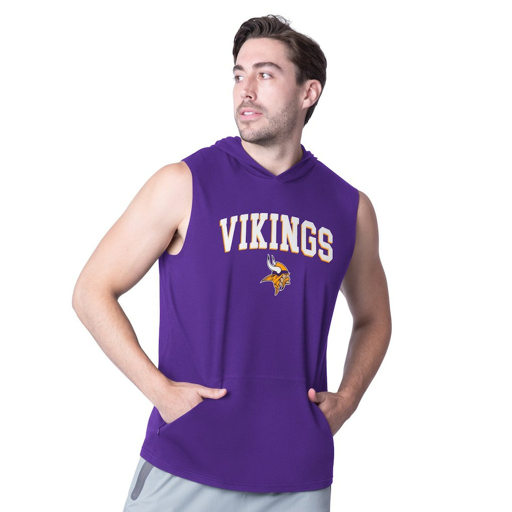 Minnesota Vikings MSX by Michael Strahan Action Sleeveless Pullover Hoodie - Purple Hoodies