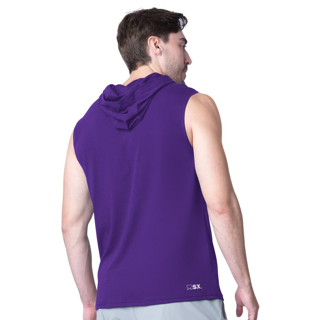 Minnesota Vikings MSX by Michael Strahan Action Sleeveless Pullover Hoodie - Purple Hoodies