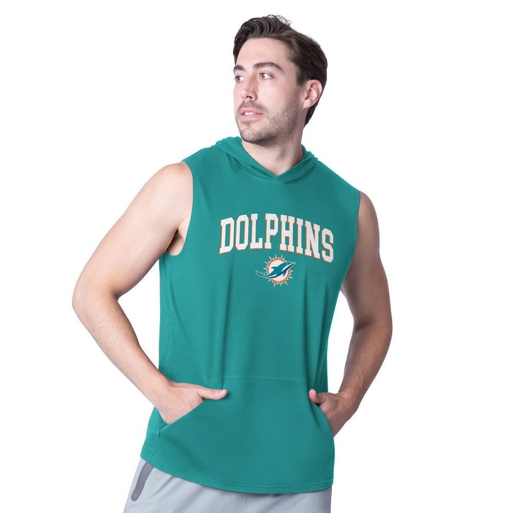 Miami Dolphins MSX by Michael Strahan Action Sleeveless Pullover Hoodie - Aqua Hoodies