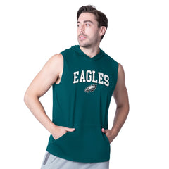 Philadelphia Eagles MSX by Michael Strahan Action Sleeveless Pullover Hoodie - Midnight Green Hoodies