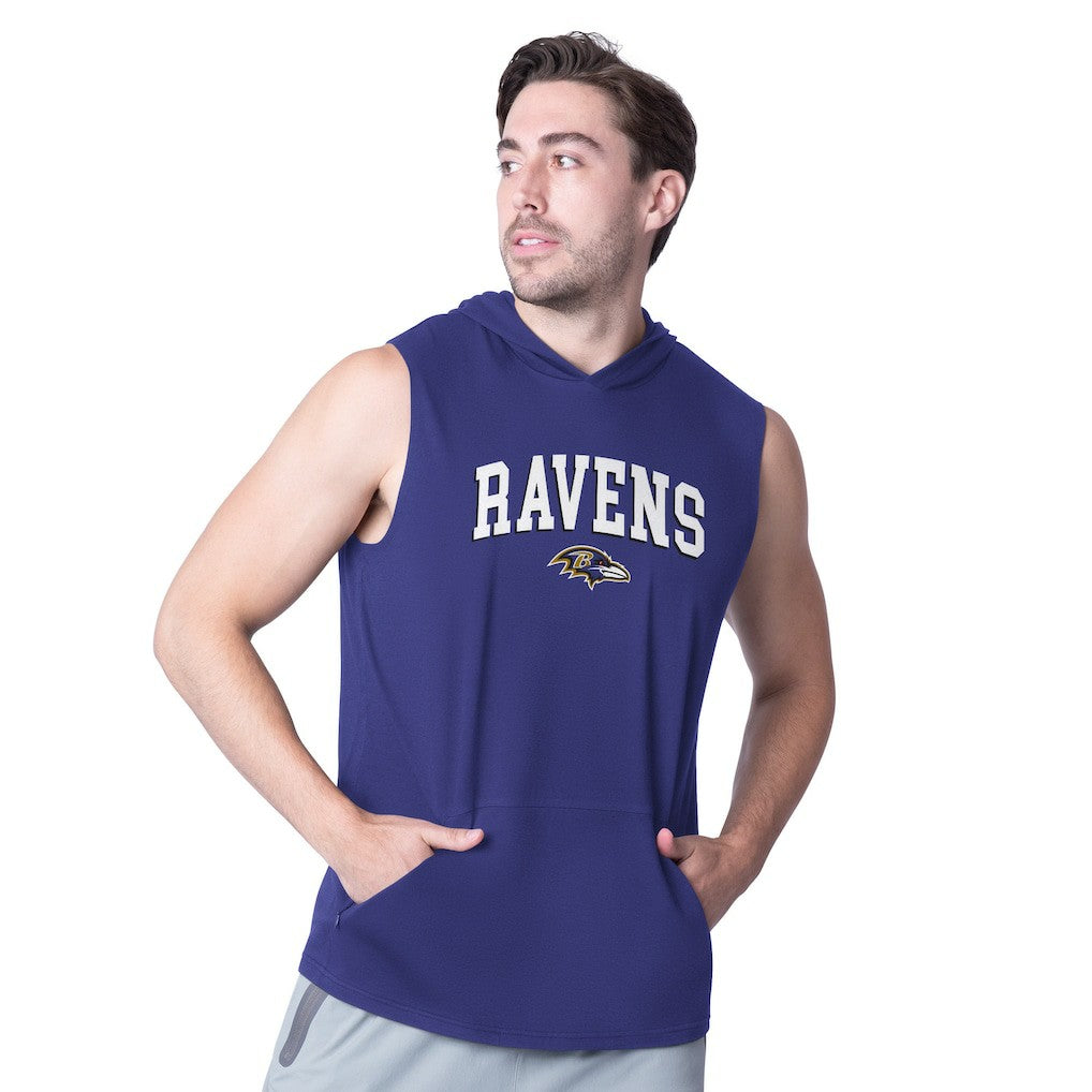 Baltimore Ravens MSX by Michael Strahan Action Sleeveless Pullover Hoodie - Purple Hoodies