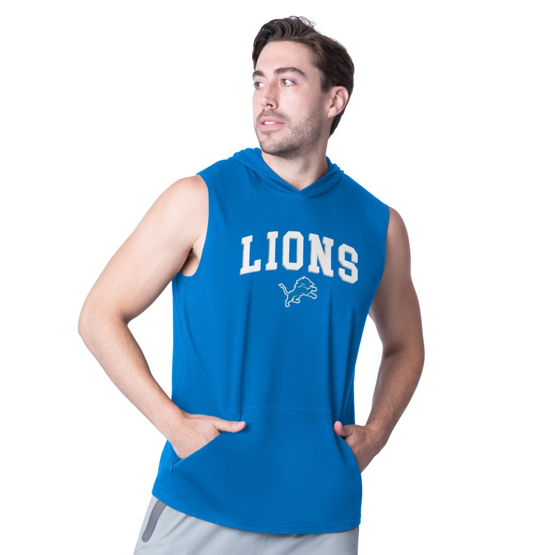 Detroit Lions MSX by Michael Strahan Action Sleeveless Pullover Hoodie - Royal Hoodies
