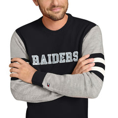 Las Vegas Raiders Tommy Hilfiger Acrylic Crewneck Pullover Sweater - Black/Heather Gray Pullover