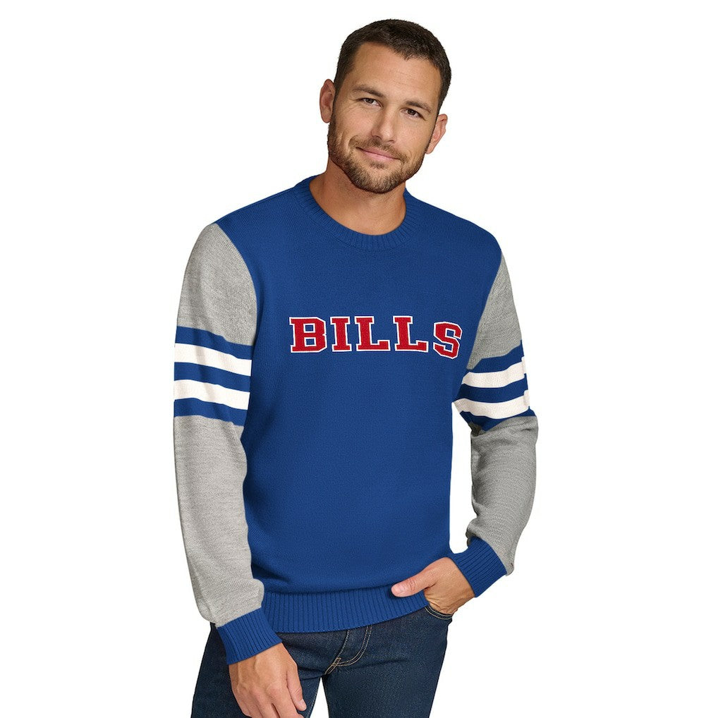 Buffalo Bills Tommy Hilfiger Acrylic Crewneck Pullover Sweater - Royal/Heather Gray Pullover